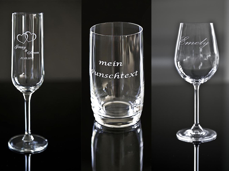 Glas Lasergravur mit Wunschtext